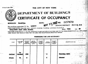 Brooklyn  Certificate of Occupancy